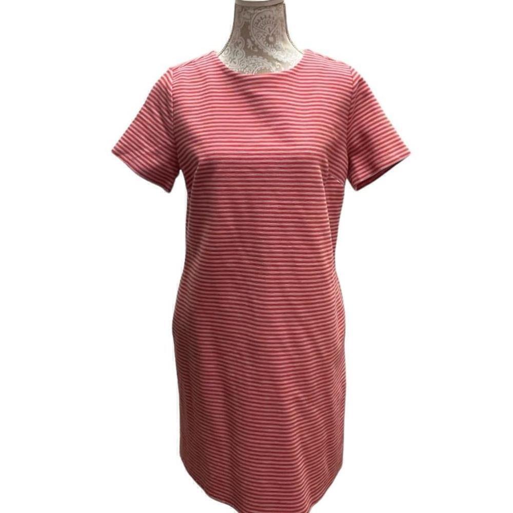 ANN TAYLOR Women’s Red & White Striped Shift Dress with Pockets, Size 6